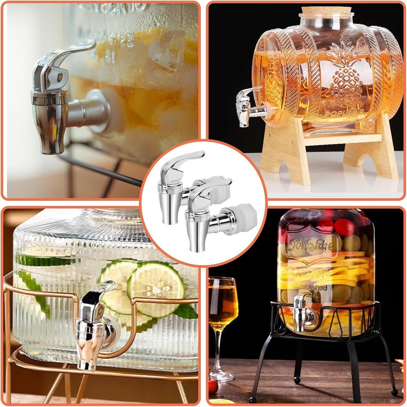 Pretwad 2 Pack Beverage Dispenser Spigot Replacement - Food Grade Stainless Steel Drink Dispenser Spout with Easy-Turn Handle, Universal Water Dispenser Faucet for Lemonade, Iced Tea, Juice & Party Drinks - Image 2